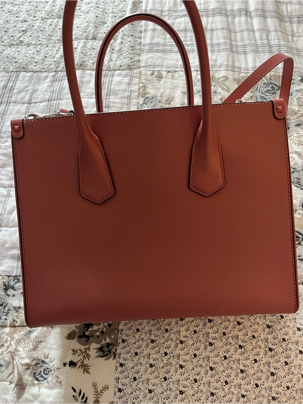 Michael Kors Rose Pink Leather Satchel with MK Charm